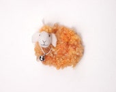 Felt Sheep yellow orange - neddle felted wool Brooch or magnet