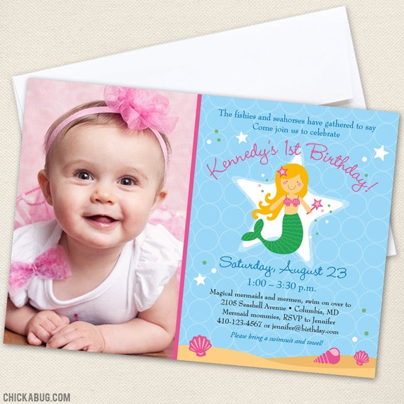 Mermaid Party Photo Invitations - Professionally printed *or* DIY printable - Choose your own mermaid Il_570xn