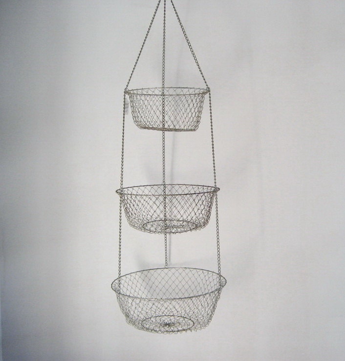 Three Tier Hanging Wire Basket Large Vintage by UppNorthEh on Etsy