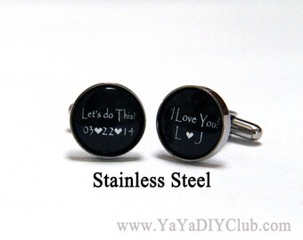 Grooms Gift from bride, Wedding Cufflinks for Groom Cuff Links, Custom Cufflinks, Personalized Cufflinks Groom Gift