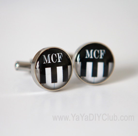 ... teacher, Gift for music lover, Piano Keys Cuff Links Personalized