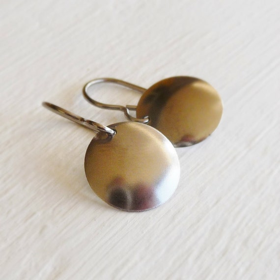 nickel free domed circle earrings small silver by NonitaJewelry