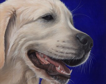 Custom Pet Portrait - painting, dog art, dog portrait, white lab painting, labrador retriever