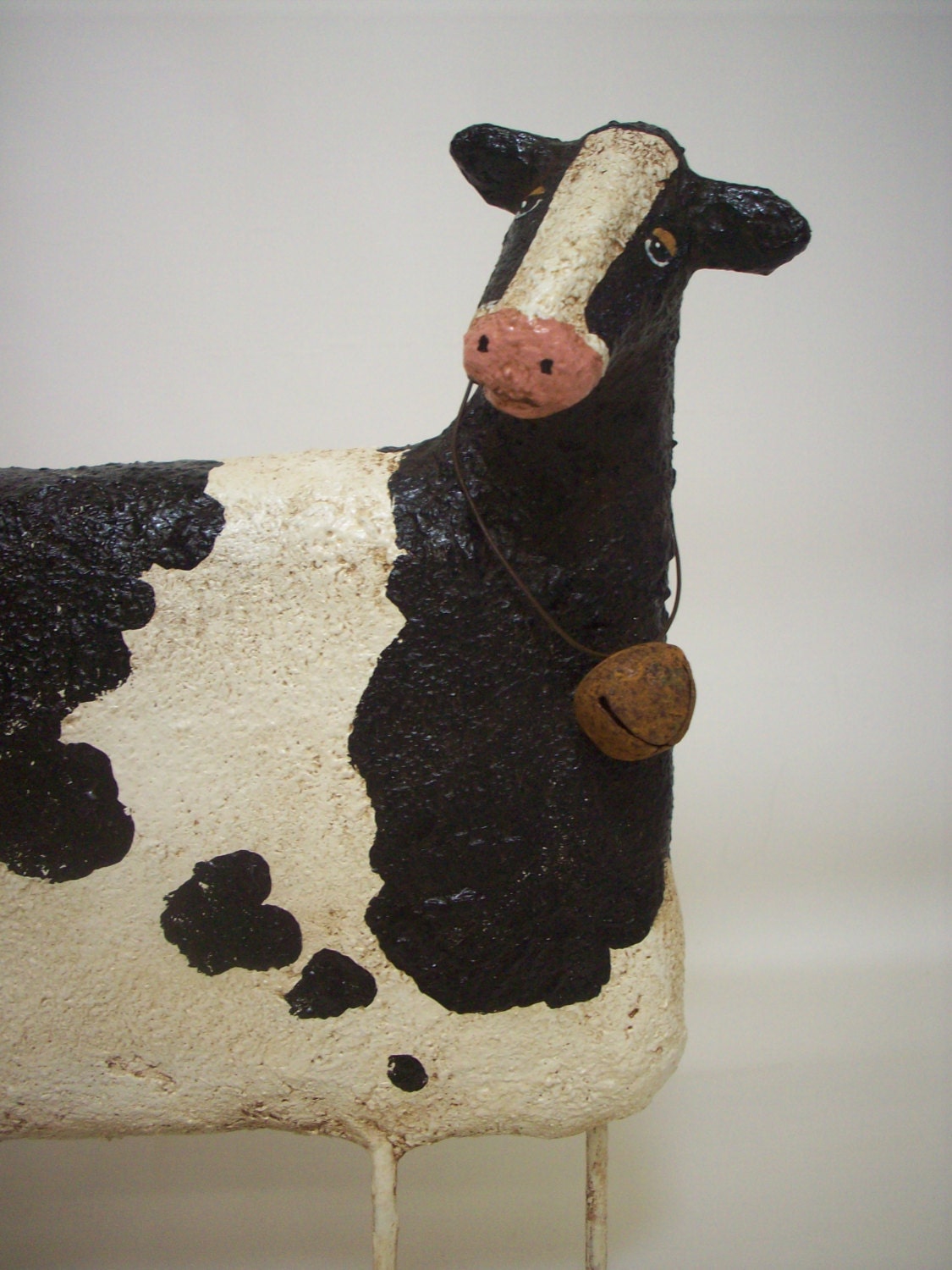 Primitive Paper Mache Folk Art Cow by papiermoonprimitives on Etsy