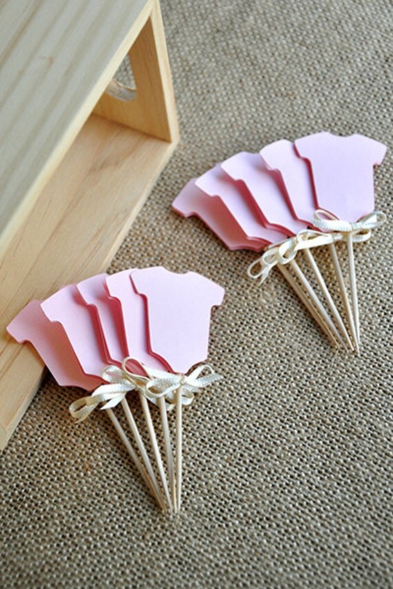 Baby Girl Shower Cupcake Toppers 12CT. by ConfettiMommaParty