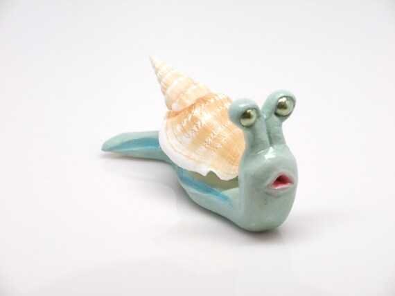 Download Percy the Snail Polymer Clay Blue Snail Miniature Garden