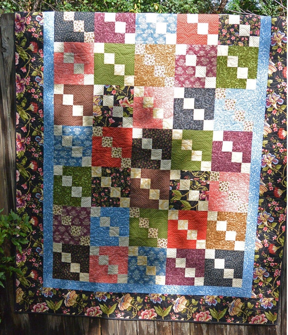 Throw Quilt-Traditional-Patchwork-Handmade-Floral