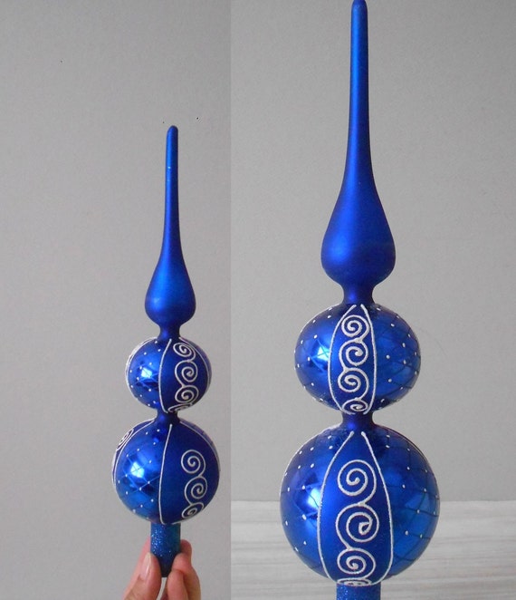 cobalt blue glass christmas tree topper by simplychi on Etsy