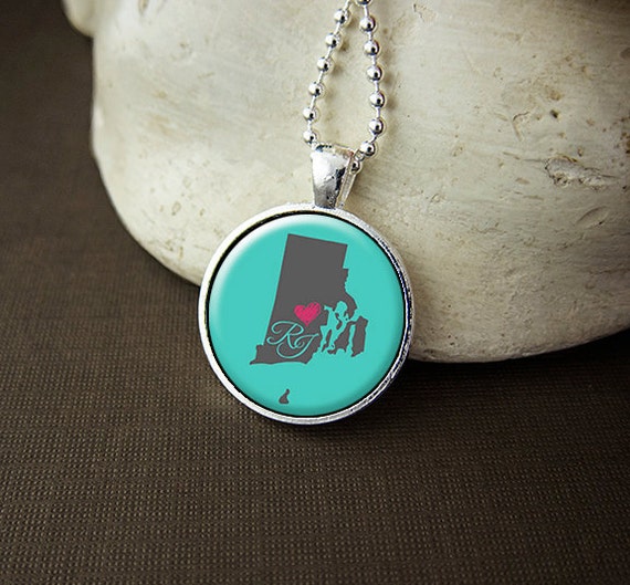 Rhode Island Necklace Love Rhode Island Pendant by inkdotstudio