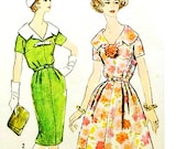 Vintage 1950s Dress Pattern Uncut Petite Plus Bust 43 Size 22.5 Simplicity 2969