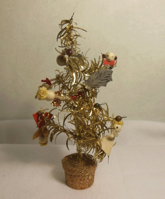 vintage ca 1930 gold garland tinsel christmas tree w spun vintage ca 1930 gold garland tinsel christmas tree w spun