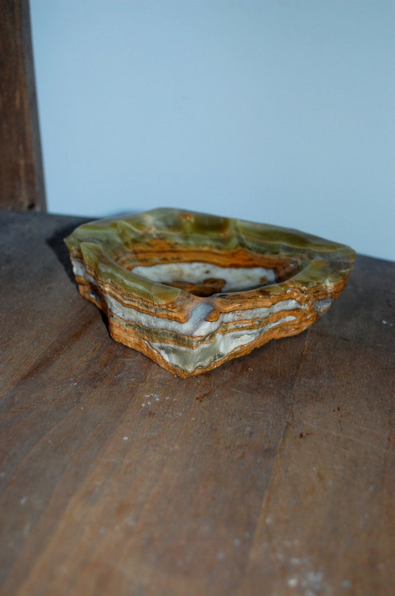 Genuine Alabaster Stone Hand Carved Ashtray or by RJsThisandThat