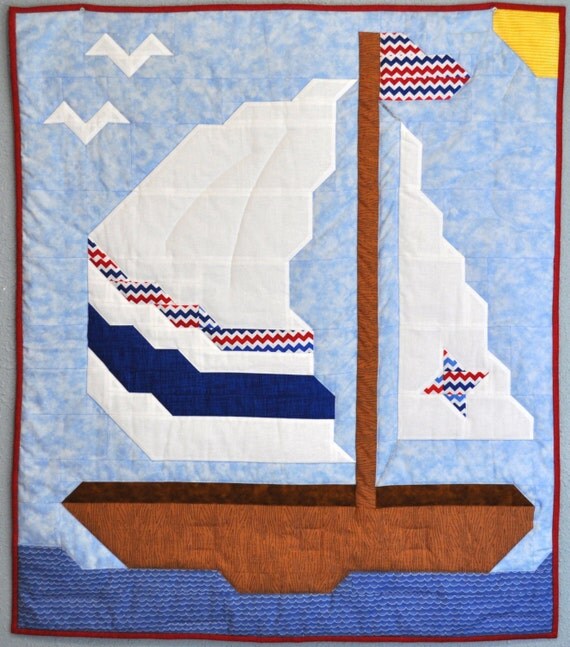 Baby Boy Sailboat quilt PATTERN with multiple sizes
