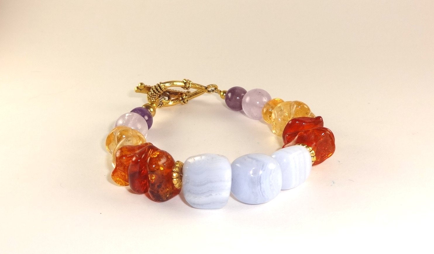 STRESS RELIEF ANXIETY Bracelet Amber Bracelet Blue Lace