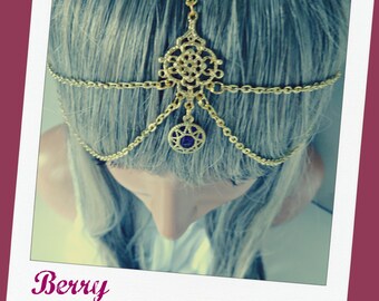 Weddings Bridal Headpiece Wedding Headpiece Bridesmaid Accessories Formal Accessories Prom Head Jewelry Chain Headpiece - Berry