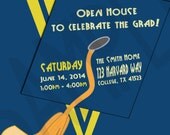 Senior High School Graduation Party Printable Invitation - Cap and Gown - Open House, School Colors, Celebration, School Pride - GPG5000 Il_170x135