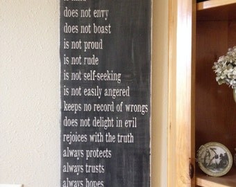 Love is patient, love is kind - 1 Corinthians 13 - lovely wedding gift or Valentine's Day Gift