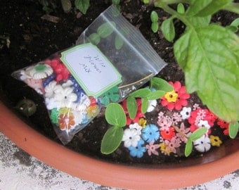 Wild Flower Mix About 100 Vintage Plastic Flowers In All Shapes, Colors And Sizes.