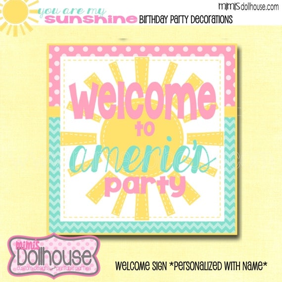 PERSONALIZED Sunshine Pink Teal Welcome Sign-You Are My Sunshine Pink Teal Welcome Sign-PDF Il_570xn
