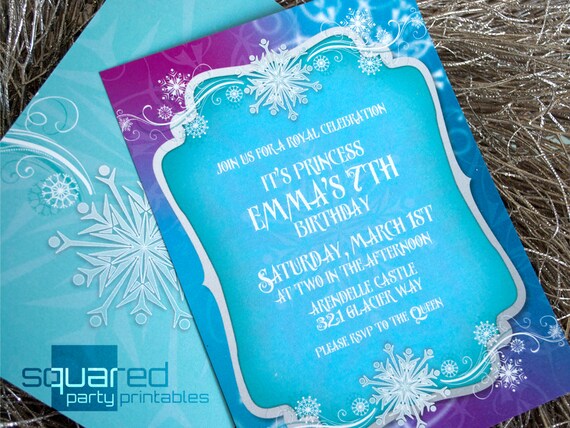 Frozen Invitation - Printable Ice Princess - Winter Snowflakes Invitation - DIY Print -Do-It-Yourself Printables - Invites Il_570xn
