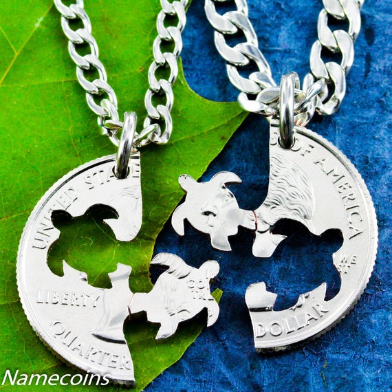 Turtle Necklace friendship necklaces Interlocking by NameCoins