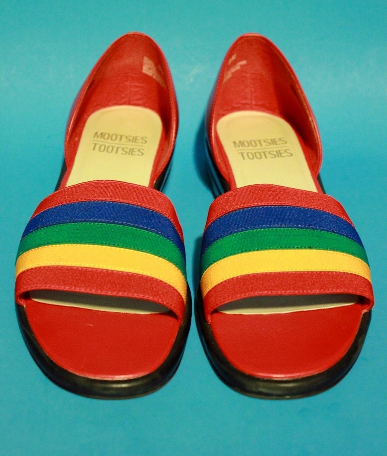 Vintage 90s Rainbow Open Toe Flats Summer by ThingsYoullLoveNLife