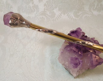 Natural Amethyst Crystal Wand / Pagan Wiccan Magic Wand / Wicca Witchcraft Altar Ritual Tool / Harry Potter Fantasy Wand / Wiccan Altar