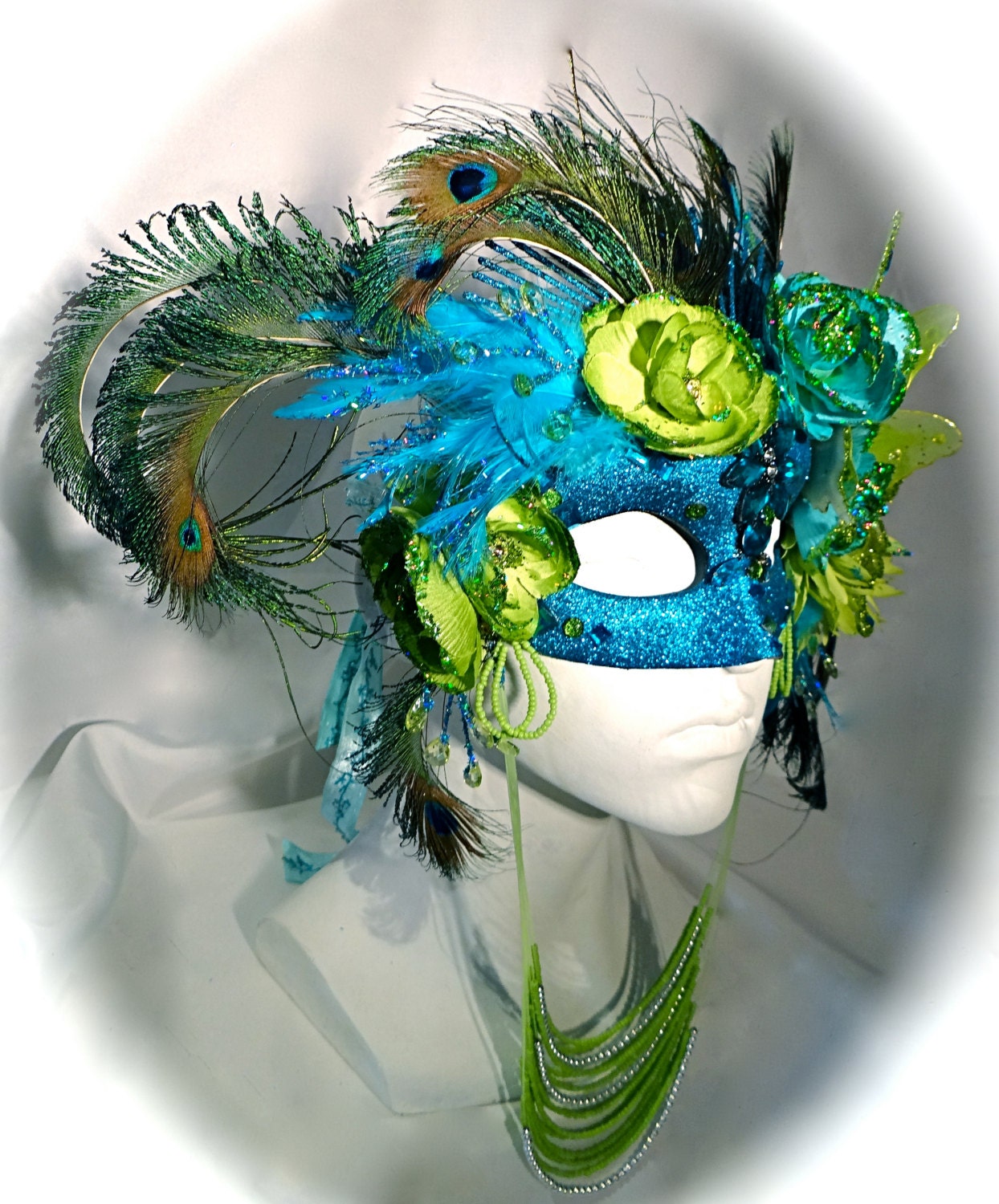 Peacock in the Garden Masquerade Mask Art Masks by Marcellefinery