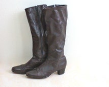 Vintage 70's Chocolate Knee Hig h Leather Boots 99.5 ...