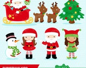 CHRISTMAS KIDS Digital Clipart, Christmas Clipart, Santa Claus Clipart, Elves, Elf Clipart / Instant Download Il_170x135
