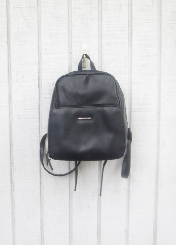 Baby Backpack 90's Purse Black Leather Mini Backpack