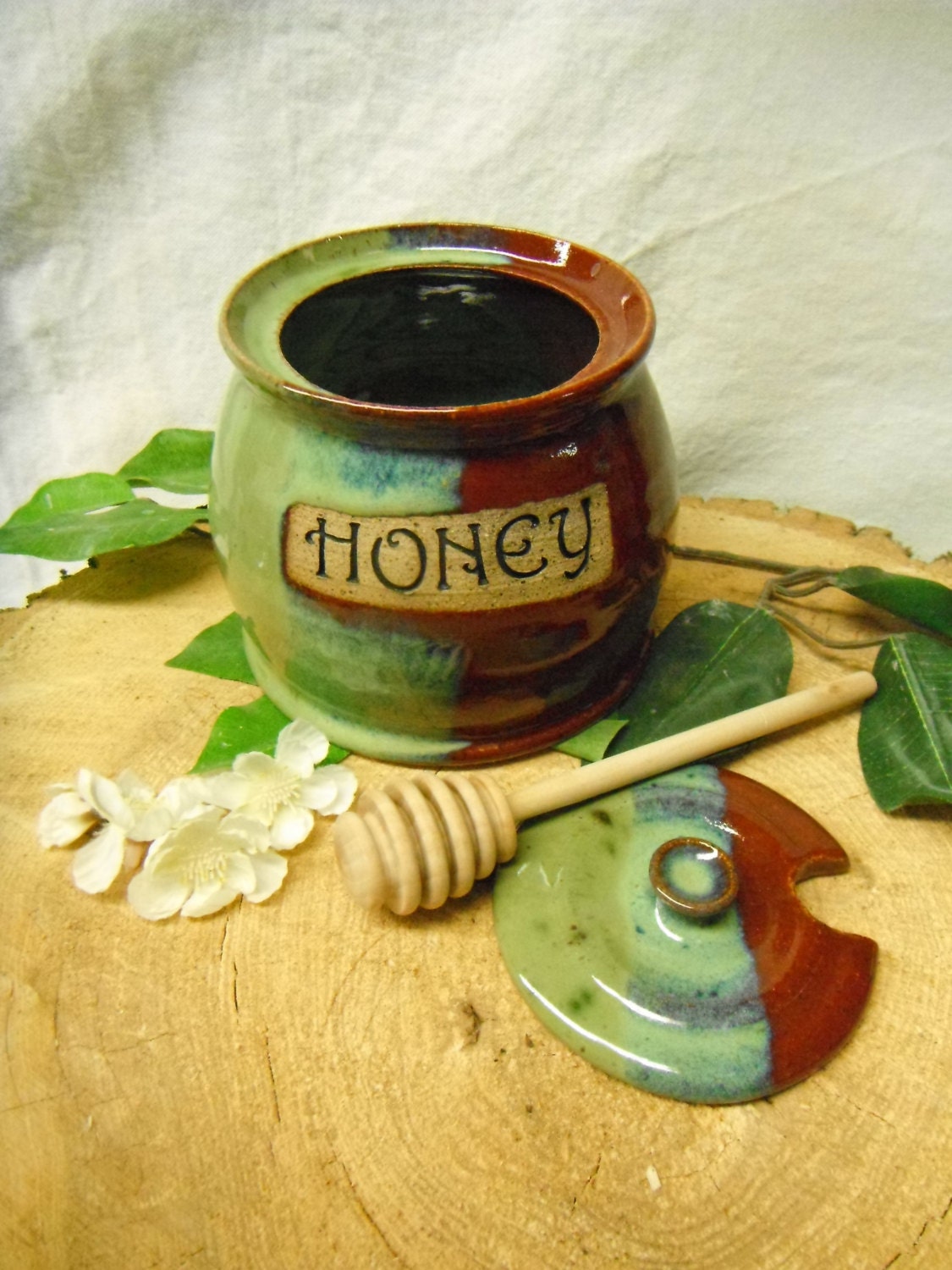 Honey Pot Honey Jar Kitchen Storage Lidded Jar Brick