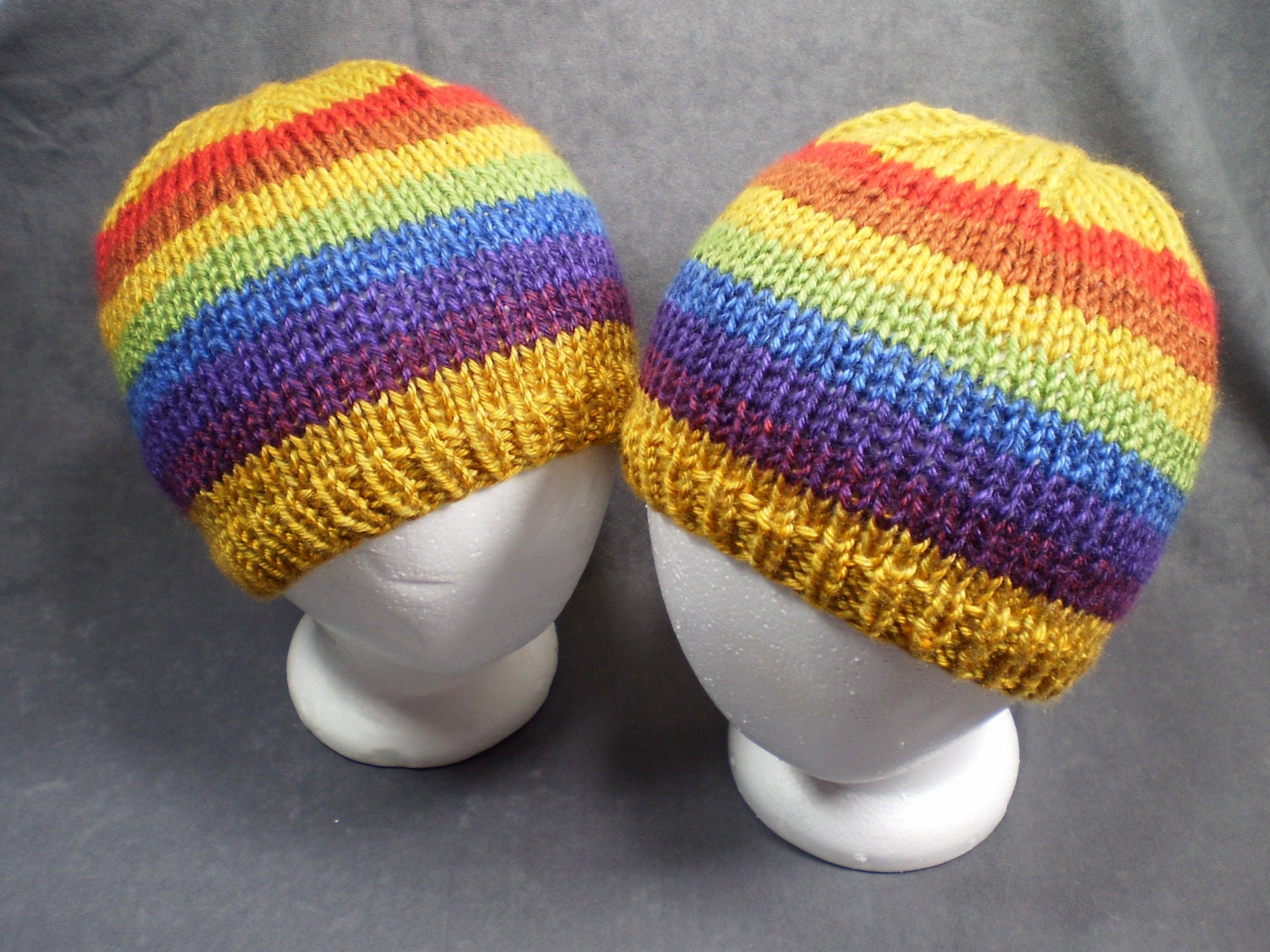 Couple Rainbow Hats: Hers and Hers or His and His by mellowfury