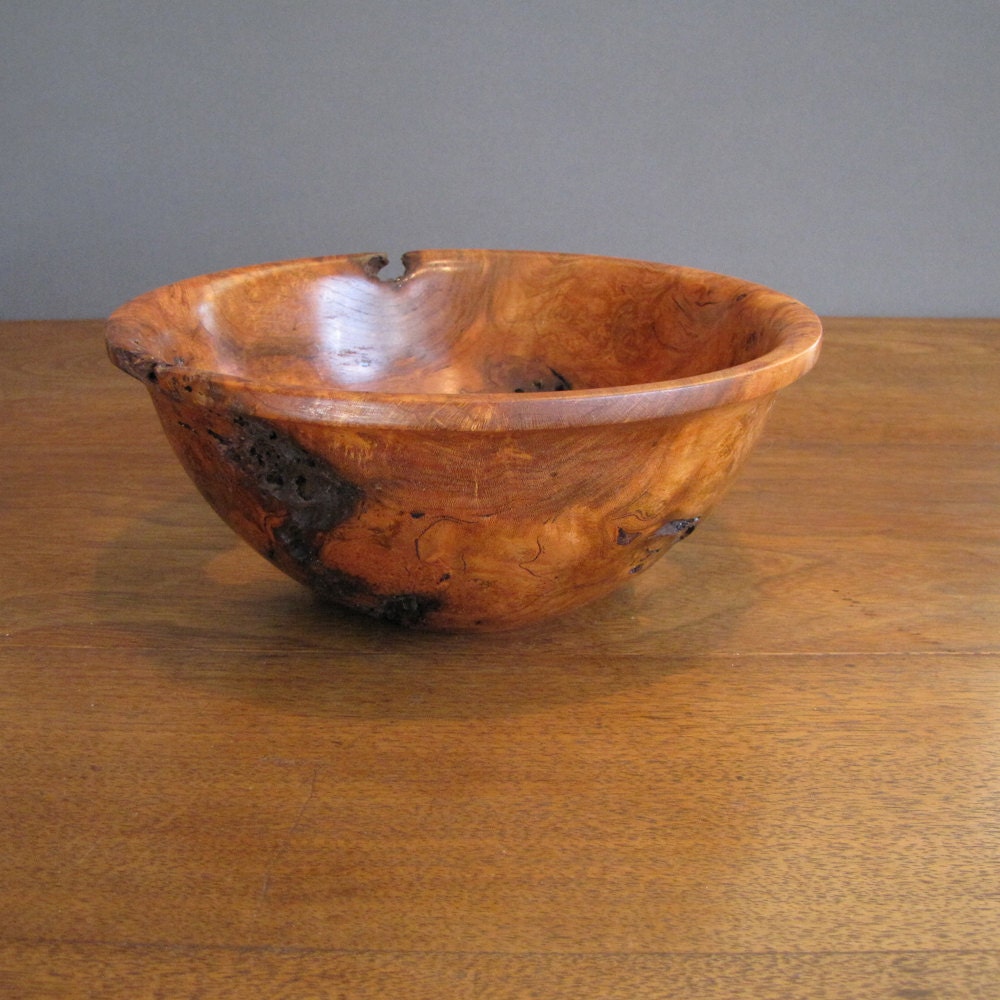 Cherry burl wood bowl wood turning decorative bowl rustic
