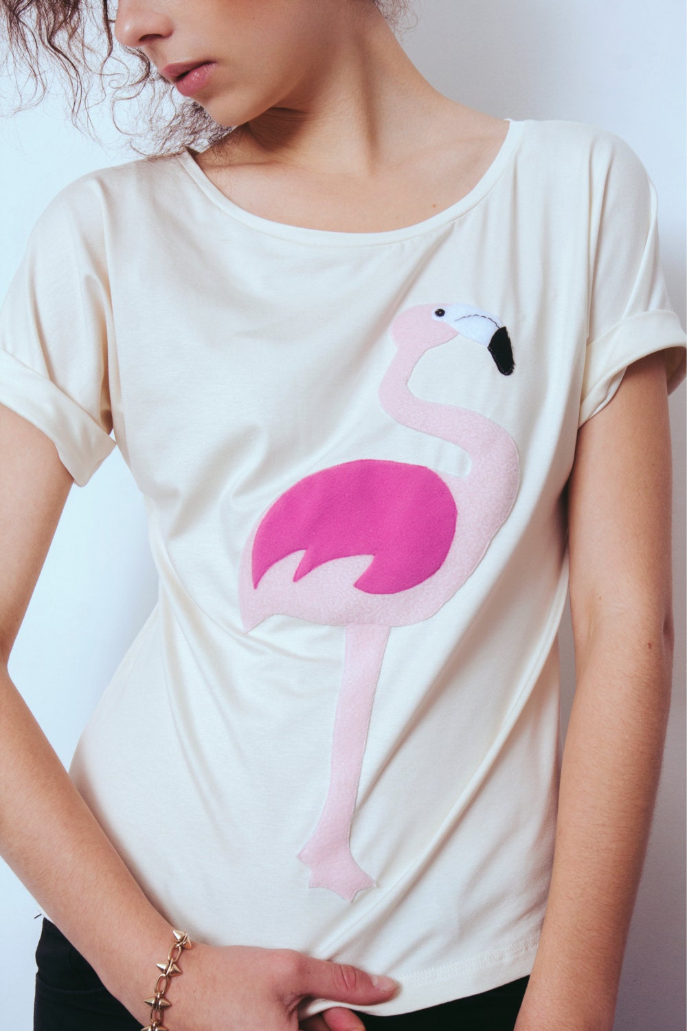 Flamingo Shirt Womens Tshirt Appliqued Tshirts Womens By Ecattus 2249