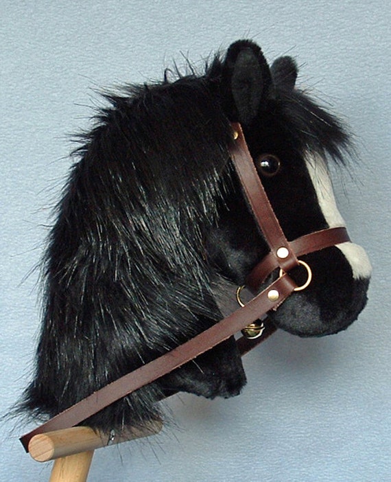 Hobby horse stick horse Black plush. Top quality by AdorablePonies
