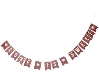 Love Is Sweet Banner - Wedding Banner - Dessert Table - Dessert Banner - Custom Text Banner - Gold Polka Dot Banner - Custom Gold Banner