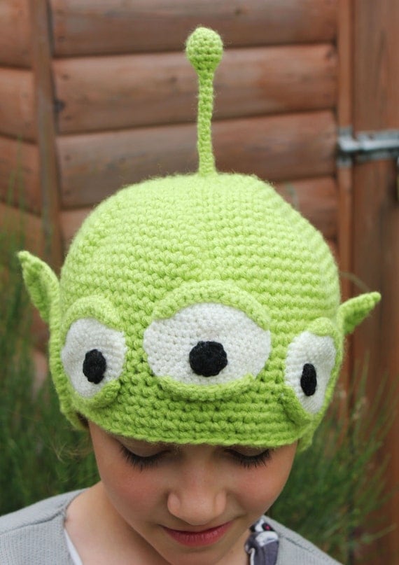 Handmade Crochet 3 Eyed Green Alien Beanie by ...