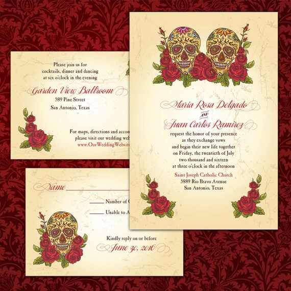Custom Sugar Skull Wedding Invitations