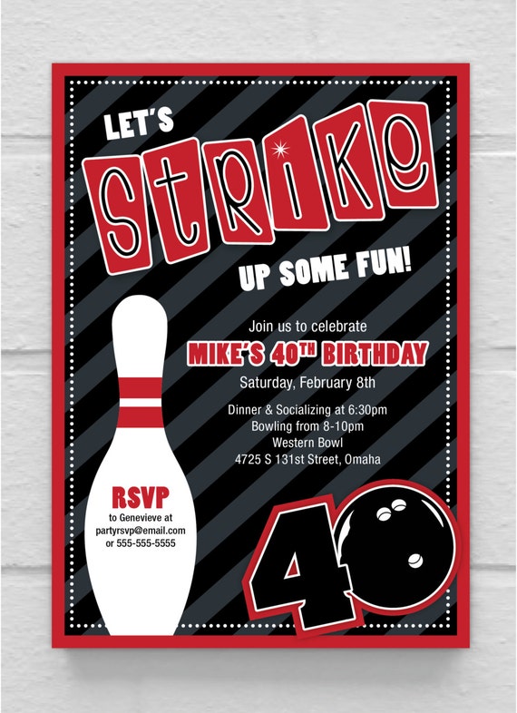Items similar to BIRTHDAY INVITATION // Adult Bowling 30th ...