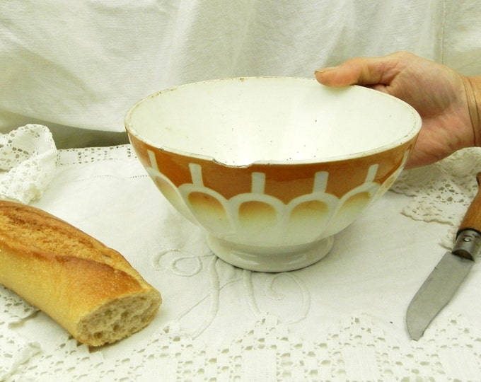 Very Big French Antique Chippy Café au Lait Bowl / Coffe Bowl / Cottage Kitchenware / French Country Decor / Retro Vintage Home Interior