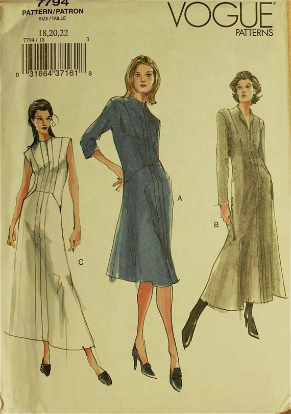 Dress Seam Detail 2000's Vogue Pattern 7794 Uncut