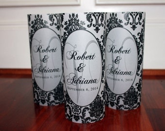 Monogram Luminaries set of 20, Monogram Wedding Decor, Damask Wedding, Personalized Wedding Decor, personalized luminaries