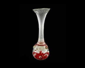 Vintage Joe St. Clair Red Lily Paperweight Vase