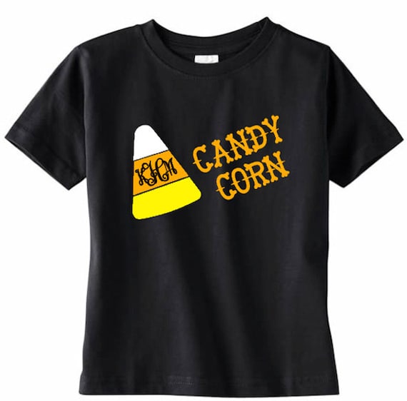 Candy Corn Monogram Youth TShirt Girls Initial Shirt