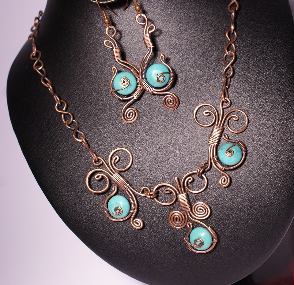 turquoise jewelry set copper jewelry turquoise necklace