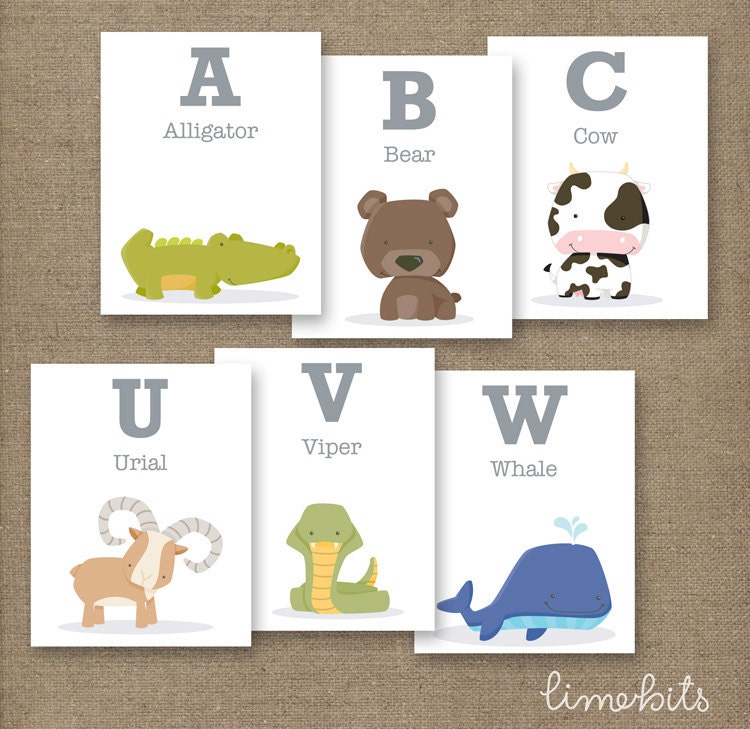 Alphabet Animal Flash Cards. PRINTABLE 4x5in