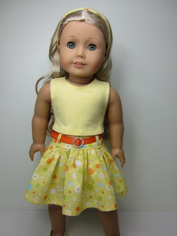 Items similar to American Girl doll clothes -4 pc. yellow crop top ...