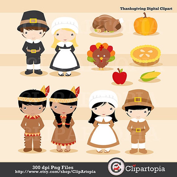 Thanksgiving pilgrim digital clipart / Thanksgiving clip art / Pilgrim clipart for personal and commercial use / instant download Il_570xn