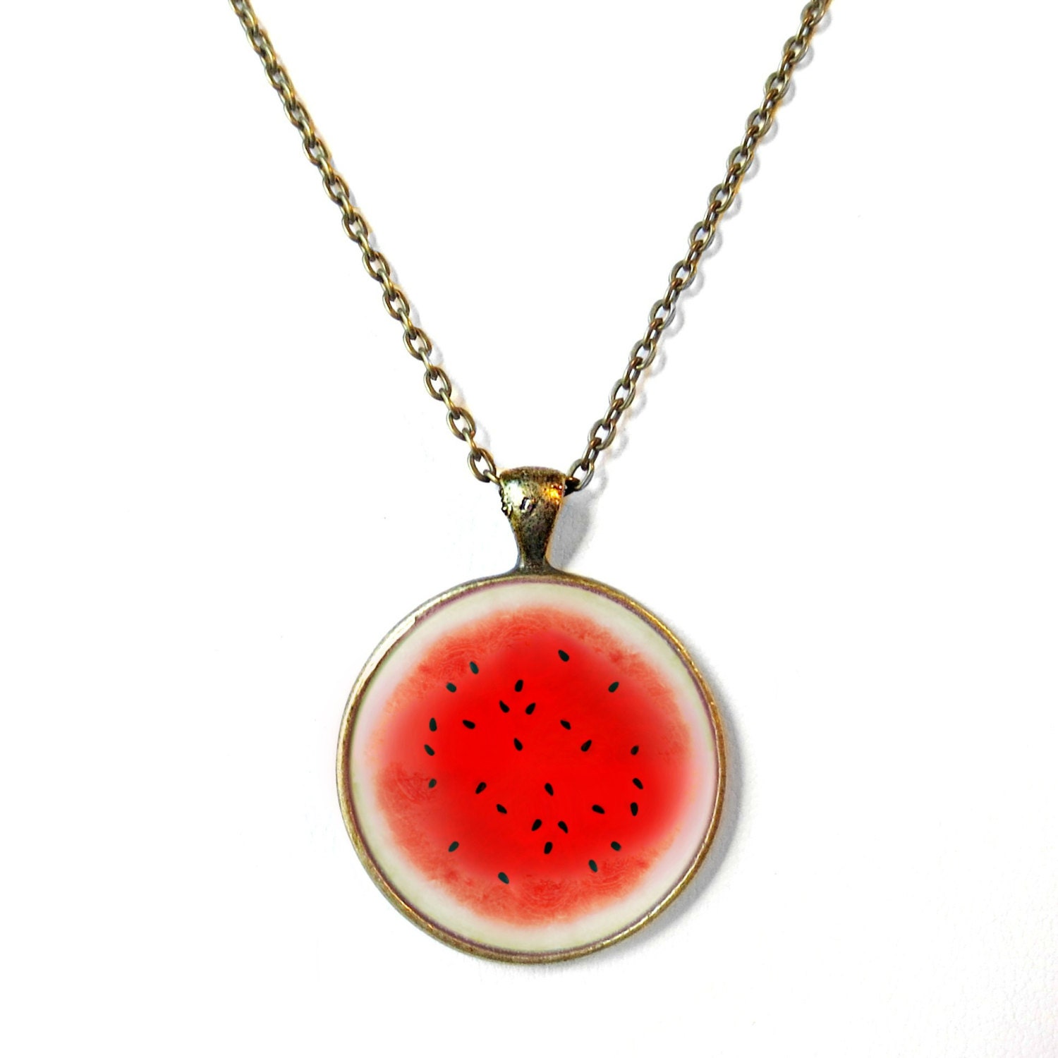 Watermelon Necklace Summertime Fruit Slice Jewelry
